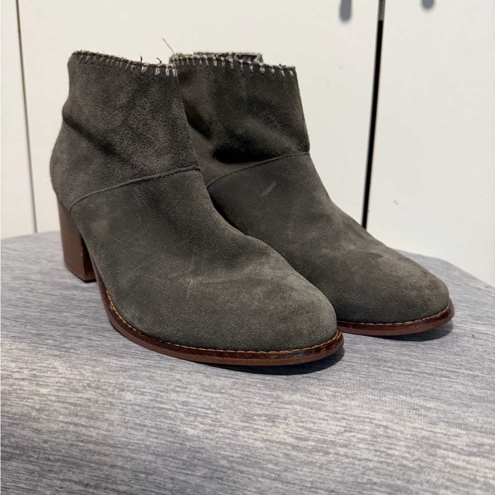 Toms Leila Charcoal Suede Ankle Booties